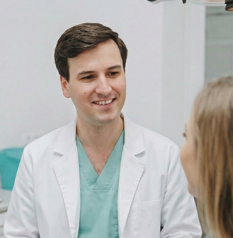 Dr. Bolding with a patient